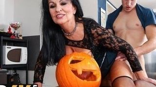 Mature female is nailed by her deviant stepson on Halloween