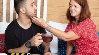 MATURE4K. Unwind in the sauna makes mature in the mood for fuck-fest with stranger