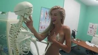 Juicy blonde Russian licks therapists spunk after doggie-style humping