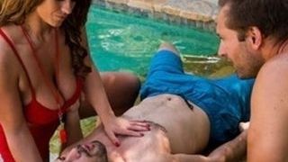 Steamy dark haired lifeguard with giant-boobs Eva Notty pulverizes by the pool